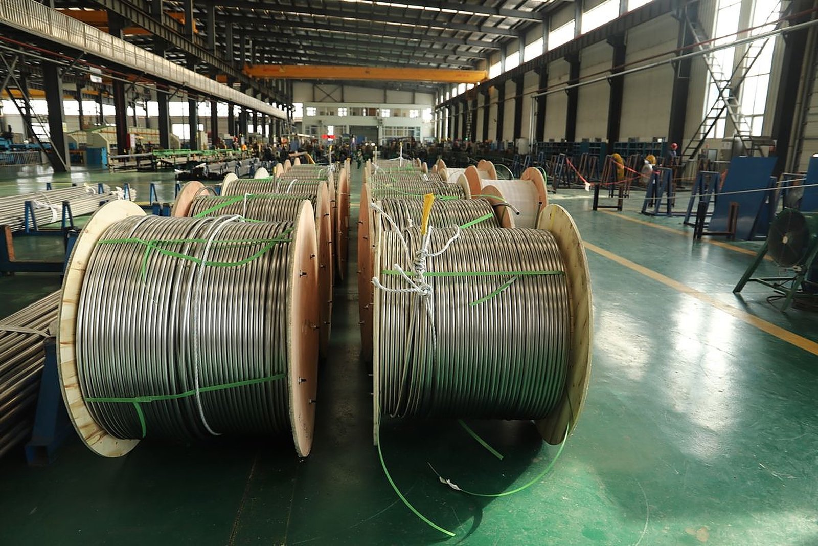 Cable drums in an Incab Cables manufacturing facility
